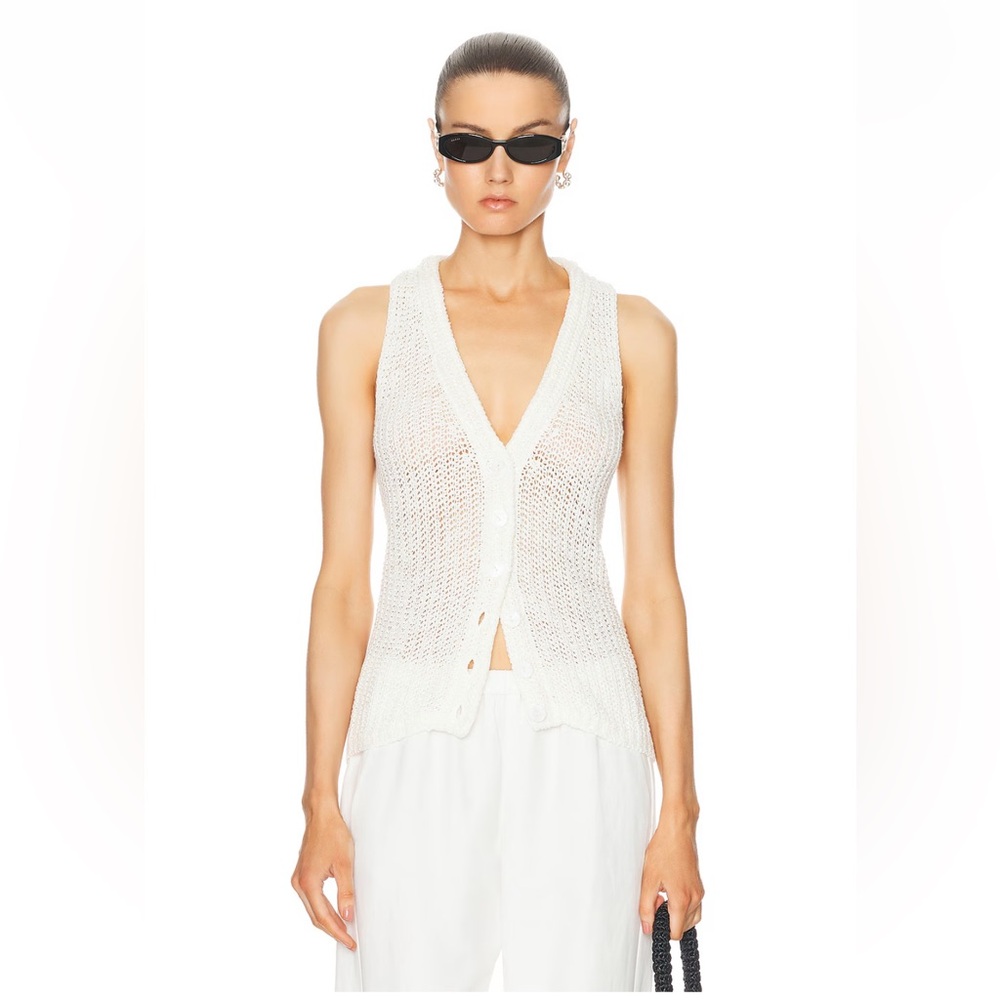 Enza Costa Linen Open Knit Vest